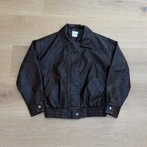 Perfect Stranger Faux Leather Jacket Washed Maxx Size XS Brown